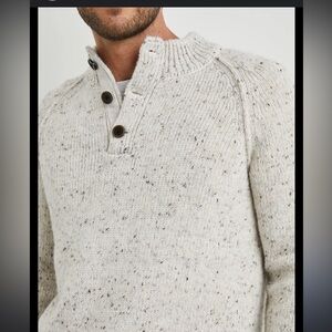 Rails Buckley Oat Sweater 1/4 Button Henley Pullover Knit Beige Gray Mens Medium